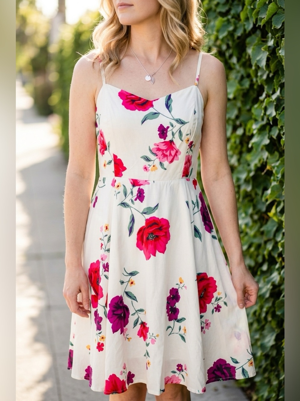 Old Navy NWT Floral Midi lined Dress with adjustable Straps